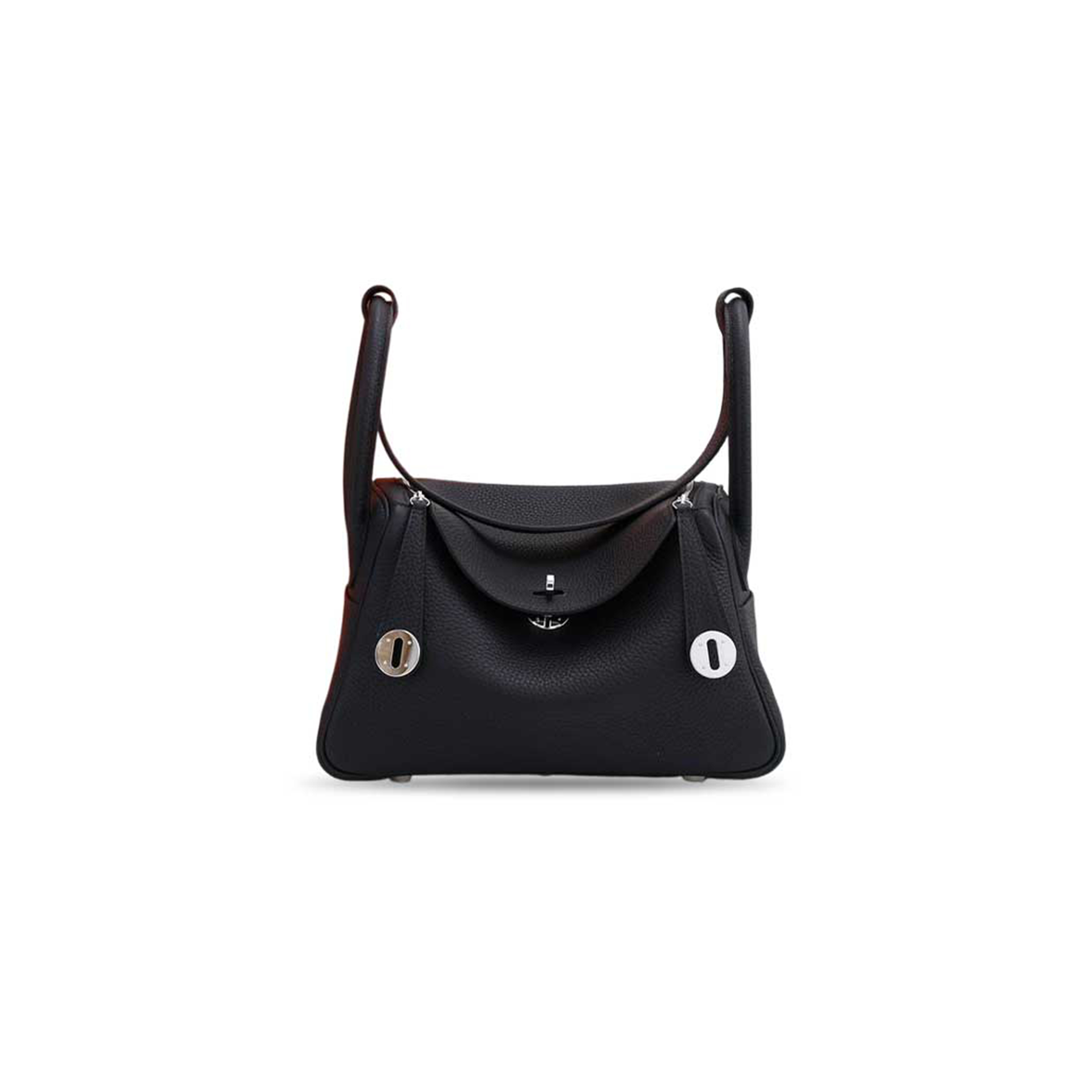 H**mes LINDY 26 CLEMENCE LEATHER BLACK TOTE BAG (26*18*12cm)